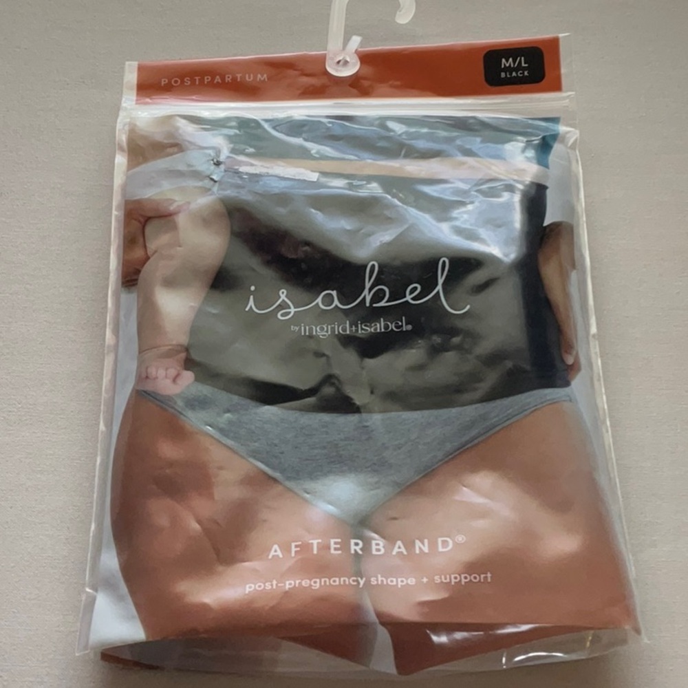 Ingrid & Isabel Black Postpartum AfterBand Post Pregnancy Shape Support Size M/L